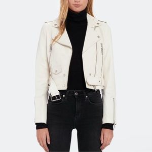 LTH JKT Cropped Bone White Moto Leather Jacket size Large